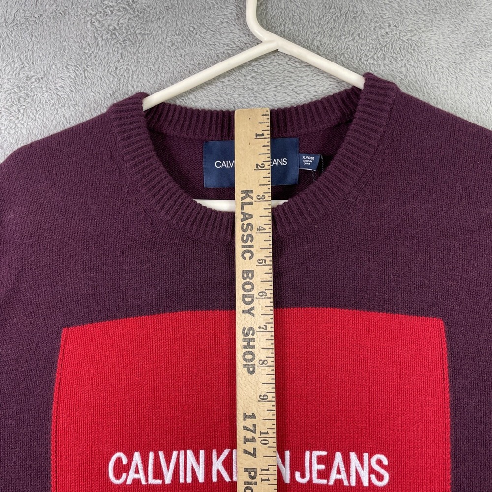 Calvin Klein Jeans Sweater Adult XL Pullover Crewneck 50% Wool Long Sleeve Men - Picture 9 of 14